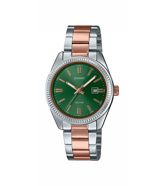 Casio Verde Acciaio e Oro Rosa Collection